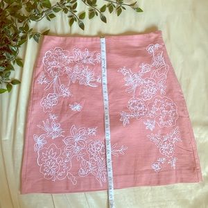 LOFT Pink Skirt with Embroidery